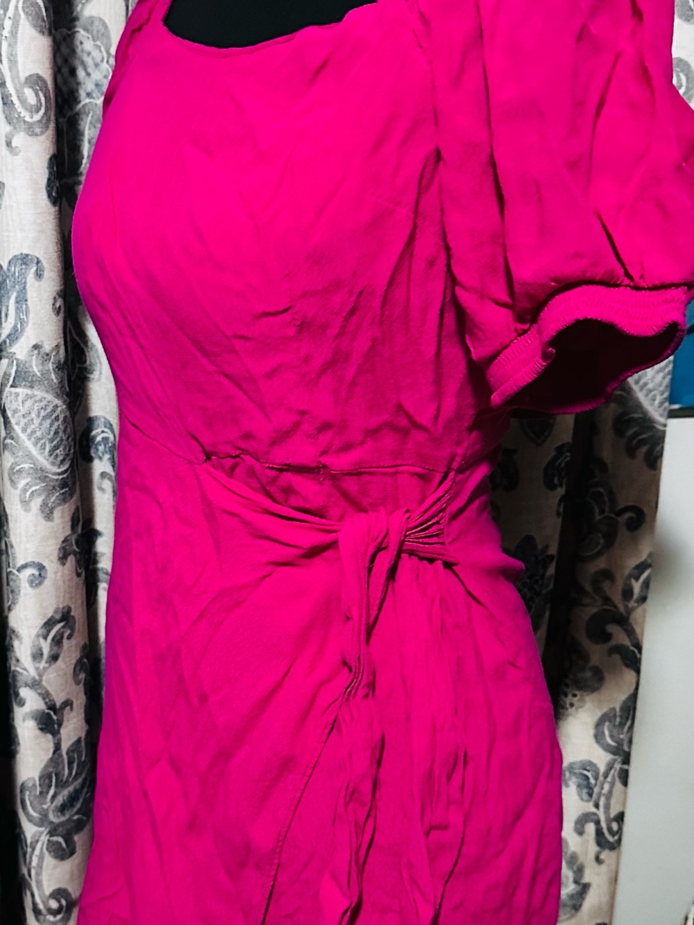 Maeve Fuchsia Tie-Waist Midi Dress